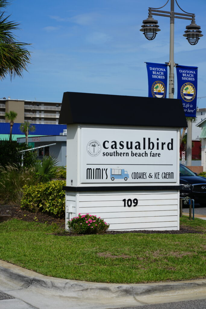 Casual Bird Café sign at 109 in Daytona Beach Shores